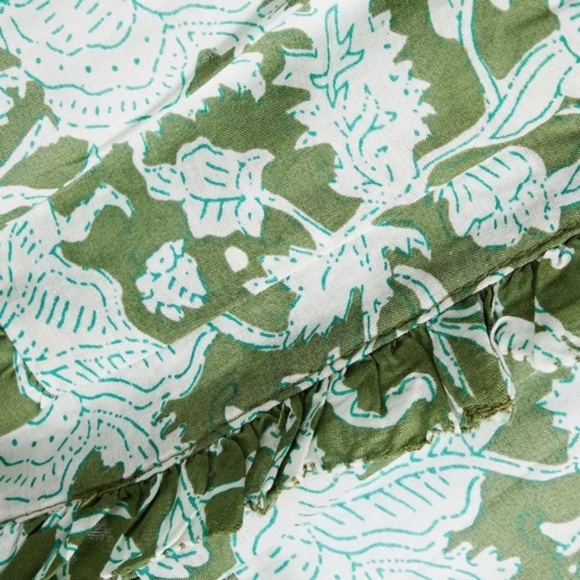 MAJE Jitale Printed Ruffled Maxi Skirt Green Cotton Voile US6 - Picture 12 of 13